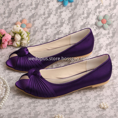 White Bridesmaid Flat Shoes Peep Toe